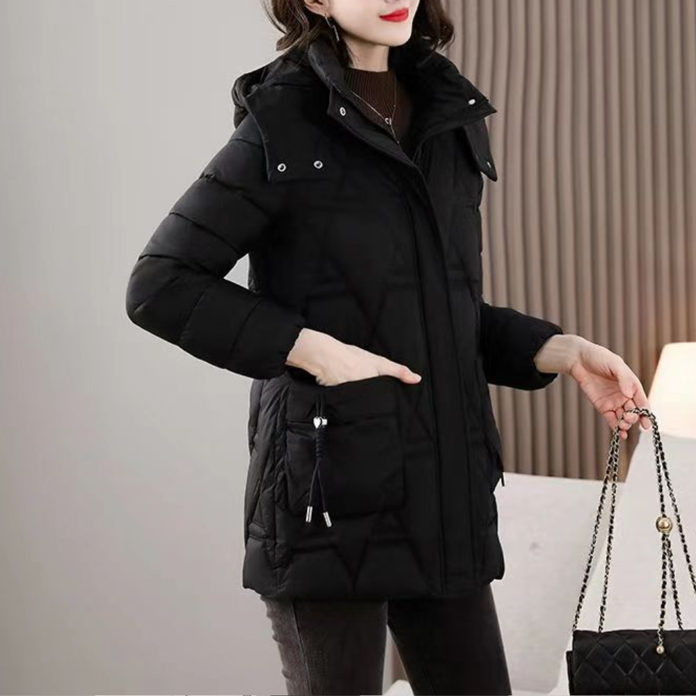Stylowa pikowana kurtka damska - Romy-Czarny-XS-Trend Polska