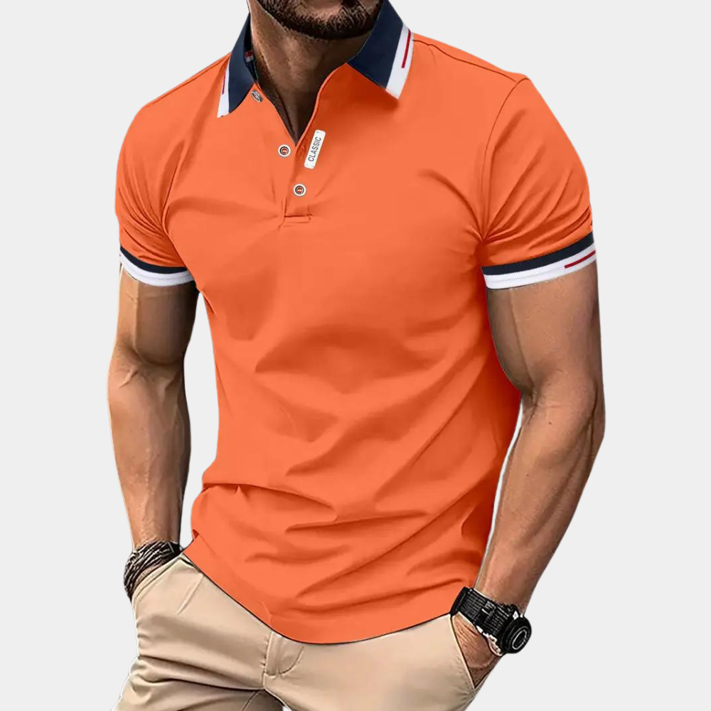 Stylowa pomarańczowa koszulka polo dla mężczyzn - Jules-S-Trend Polska