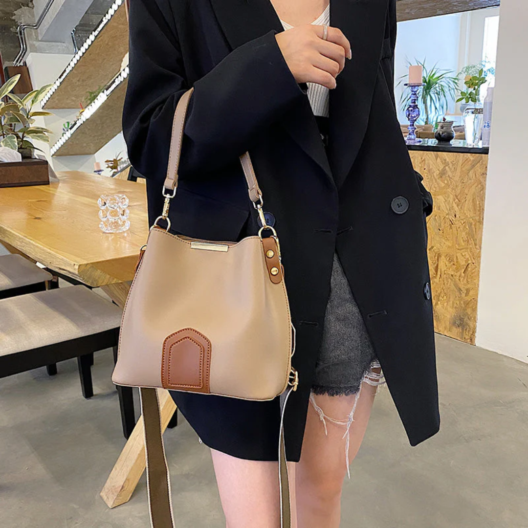 Stylowa premium skórzana torba na ramię - BellaViva-khaki-Trend Polska