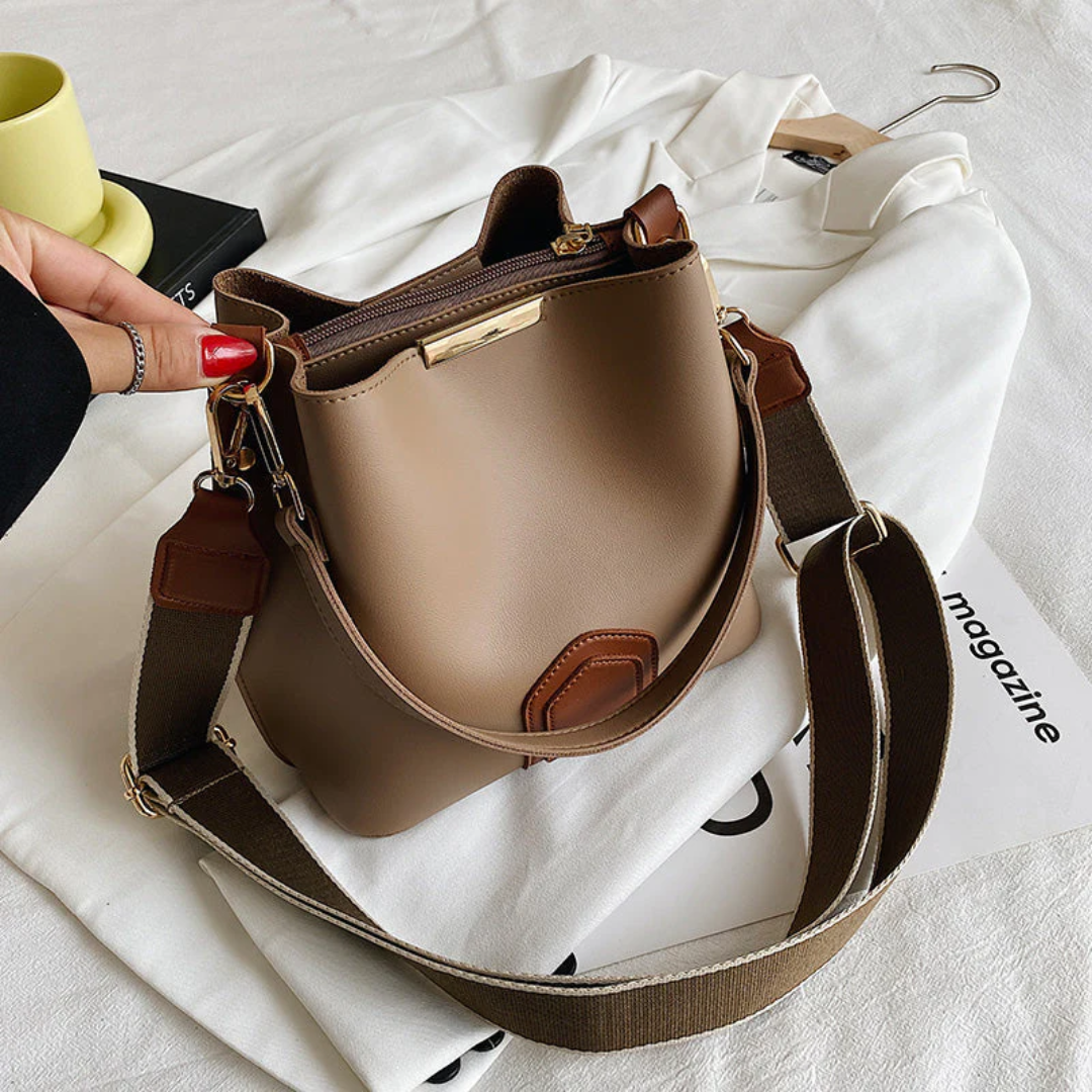 Stylowa premium skórzana torba na ramię - BellaViva-khaki-Trend Polska