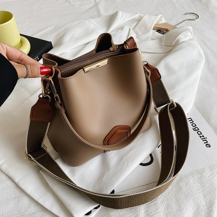 Stylowa premium skórzana torba na ramię - BellaViva-khaki-Trend Polska