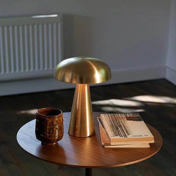 Stylowa przenośna lampa stołowa - ShroomLite-Złoto-Trend Polska