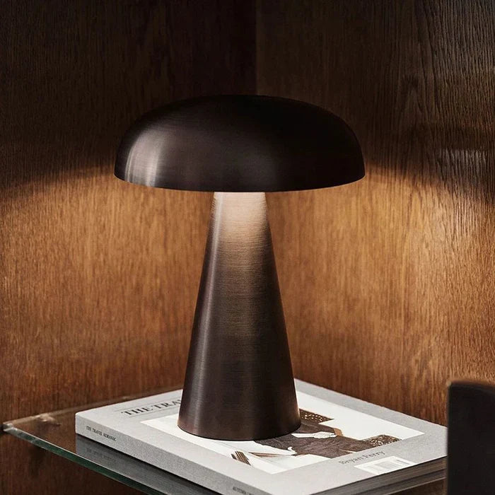 Stylowa przenośna lampa stołowa - ShroomLite-Złoto-Trend Polska