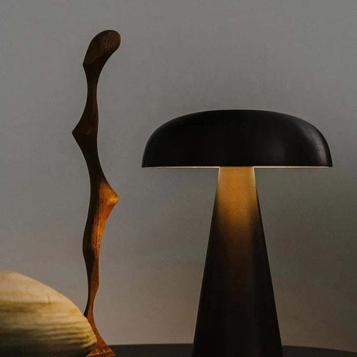 Stylowa przenośna lampa stołowa - ShroomLite-Złoto-Trend Polska