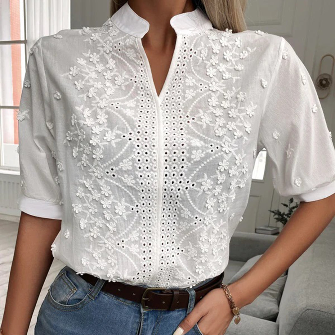 Stylowa Relaksująca Bluzka - Serena-Biały-S-Trend Polska