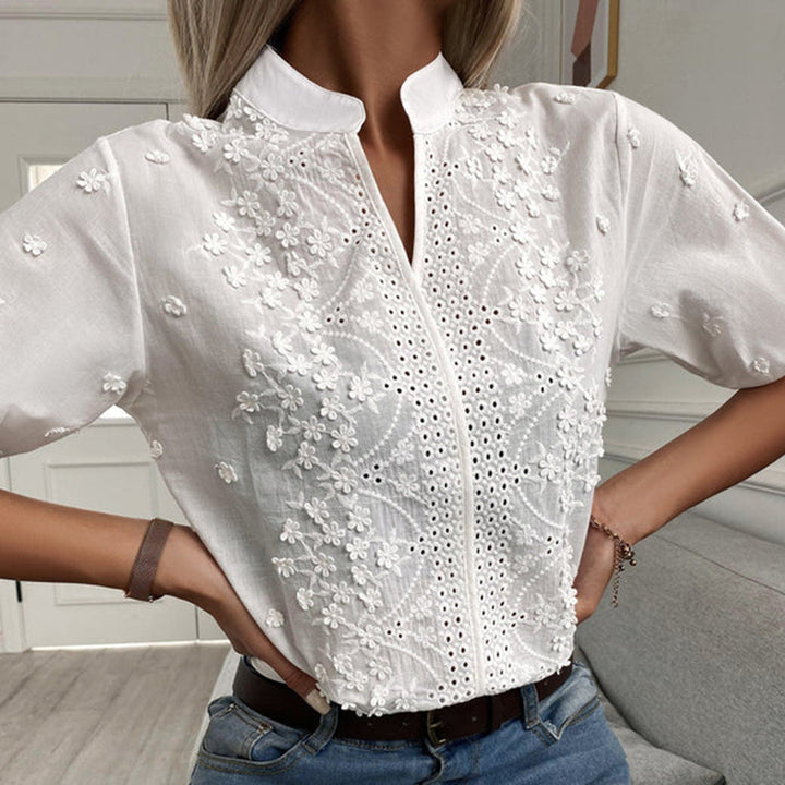 Stylowa Relaksująca Bluzka - Serena-Biały-S-Trend Polska