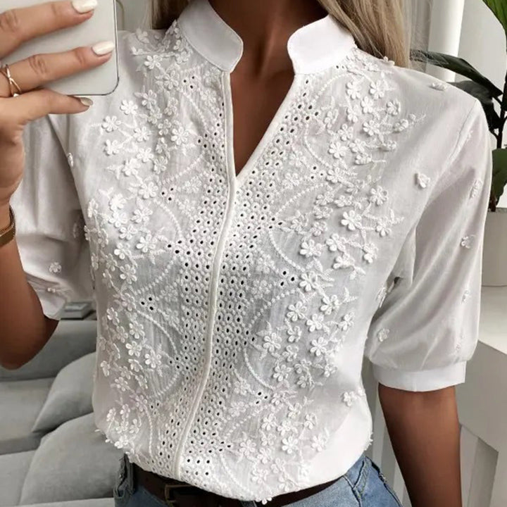 Stylowa Relaksująca Bluzka - Serena-Biały-S-Trend Polska