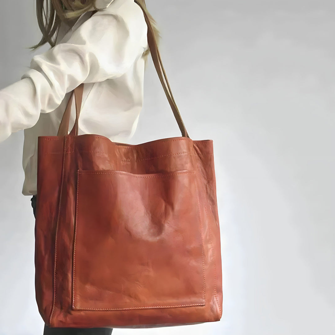 Stylowa skórzana torebka damska - Sophie-Brązowy-Trend Polska