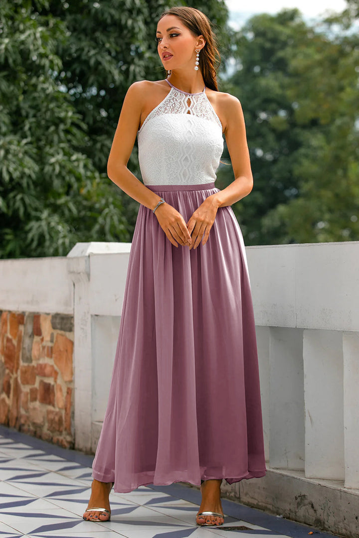Stylowa sukienka dla gości weselnych z odkrytymi plecami - Isabella-Vintage Mauve-EU32-Trend Polska