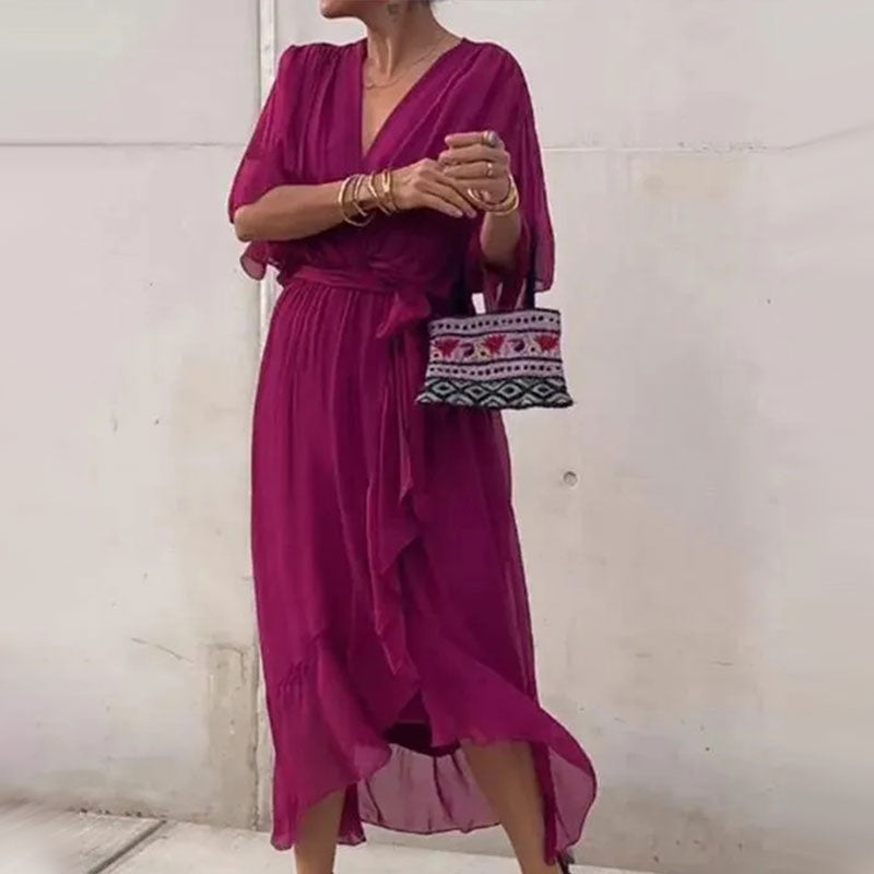 Stylowa sukienka letnia – Giulia-Czerwony wino-S-Trend Polska