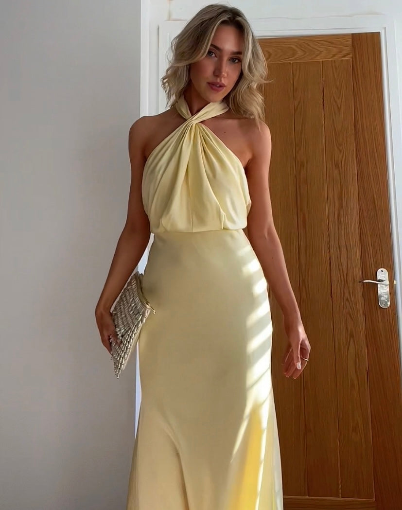 Stylowa sukienka maxi na ramiączkach dla kobiet z taliowaniem – Yara-XS-Trend Polska