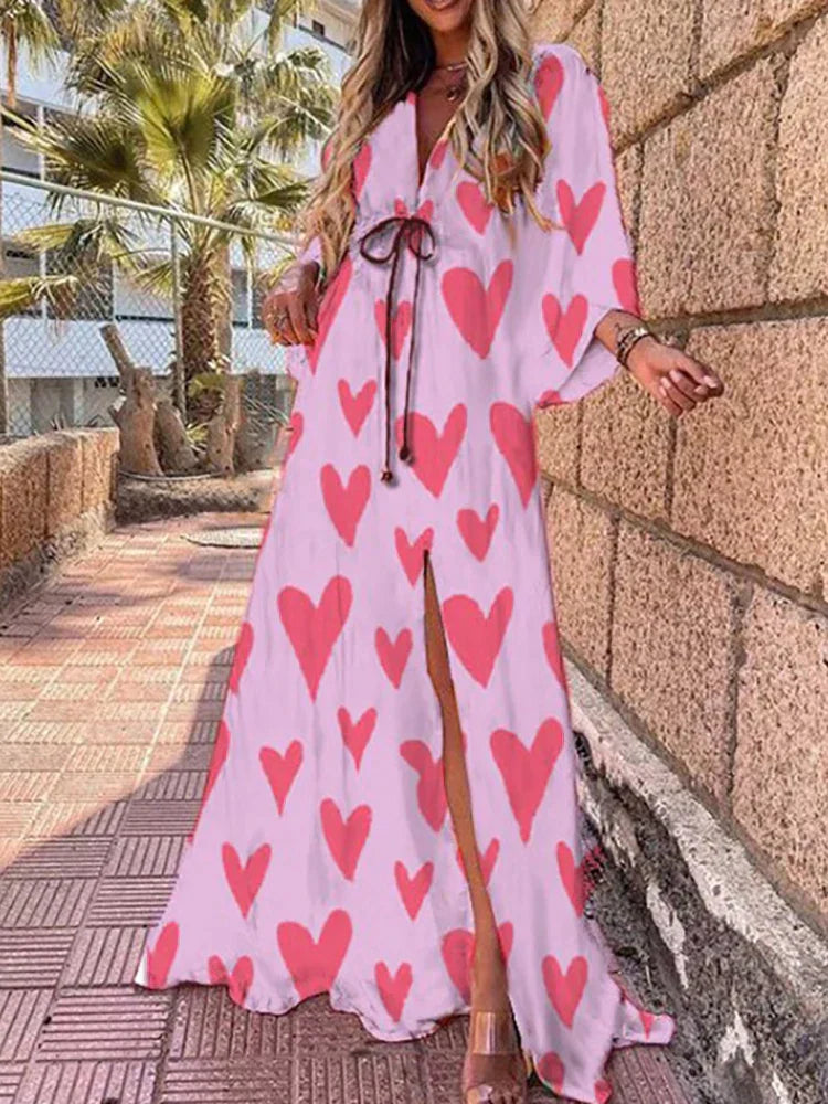Stylowa sukienka plażowa z nadrukiem - Zamara-Różowy-S-Trend Polska