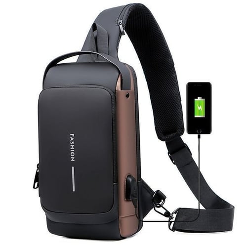 Stylowa torba crossbody zapobiegająca kradzieży - Nina-Czarny & Brązowy-Trend Polska
