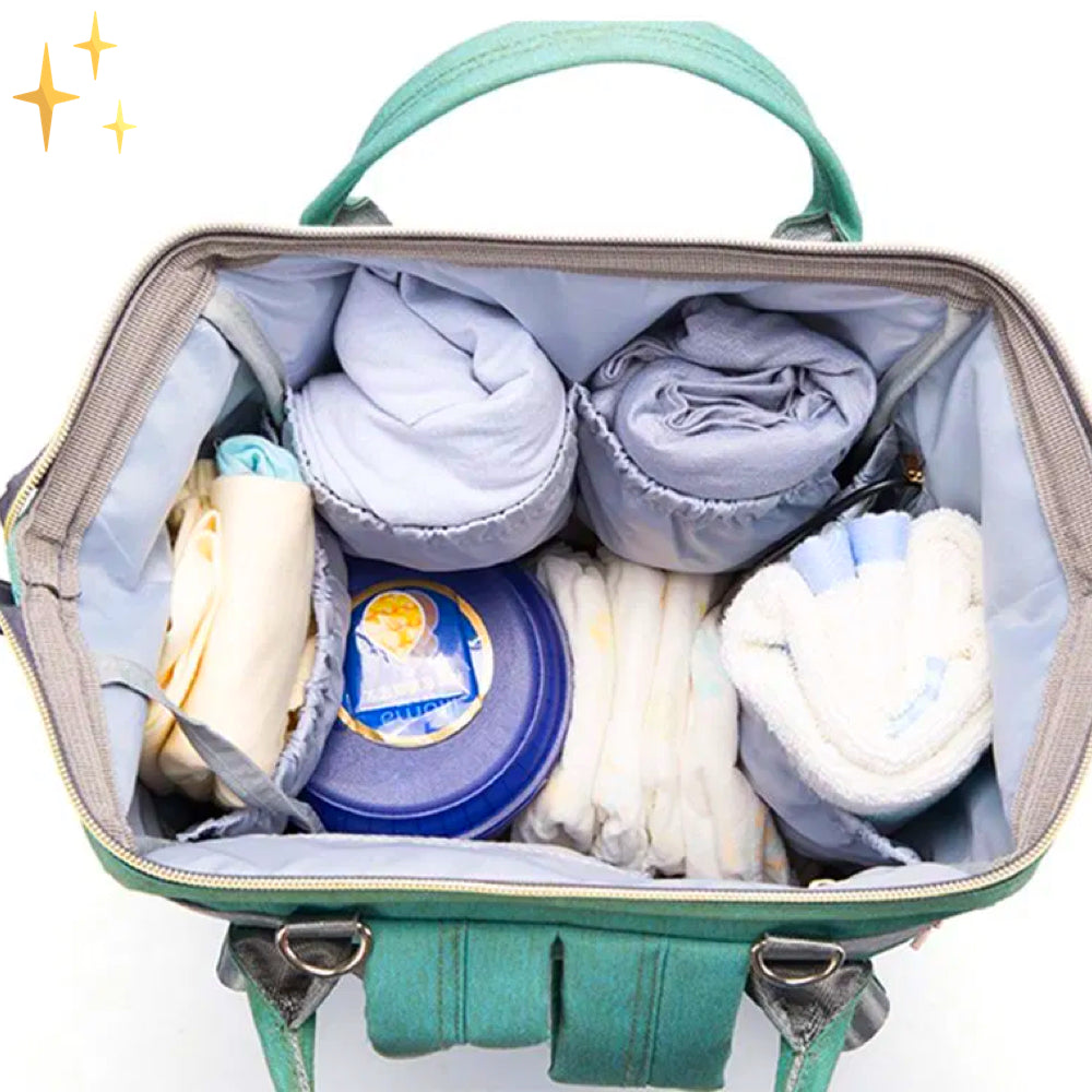 Stylowa torba na pieluchy z funkcją plecaka i ładowarką USB – ParentPack-Zielony-Trend Polska