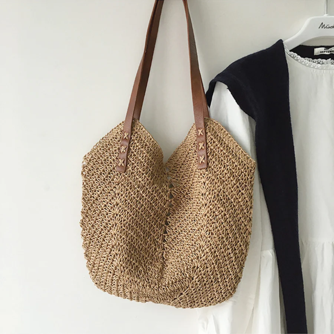 Stylowa torba na ramię dla kobiet - BreezeWoven-brązowy-Trend Polska