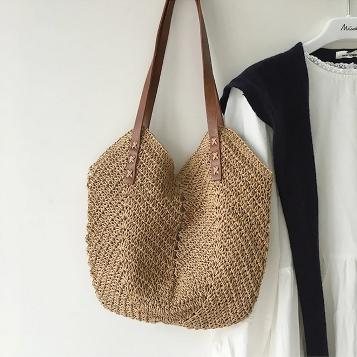 Stylowa torba na ramię dla kobiet - BreezeWoven-brązowy-Trend Polska