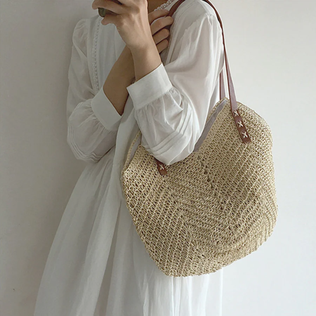 Stylowa torba na ramię dla kobiet - BreezeWoven-biel-Trend Polska
