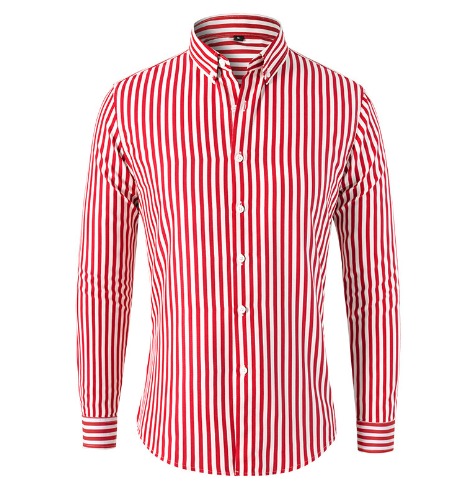 Stylowa w paski męska koszula – Ruben-Czerwony-S-Trend Polska