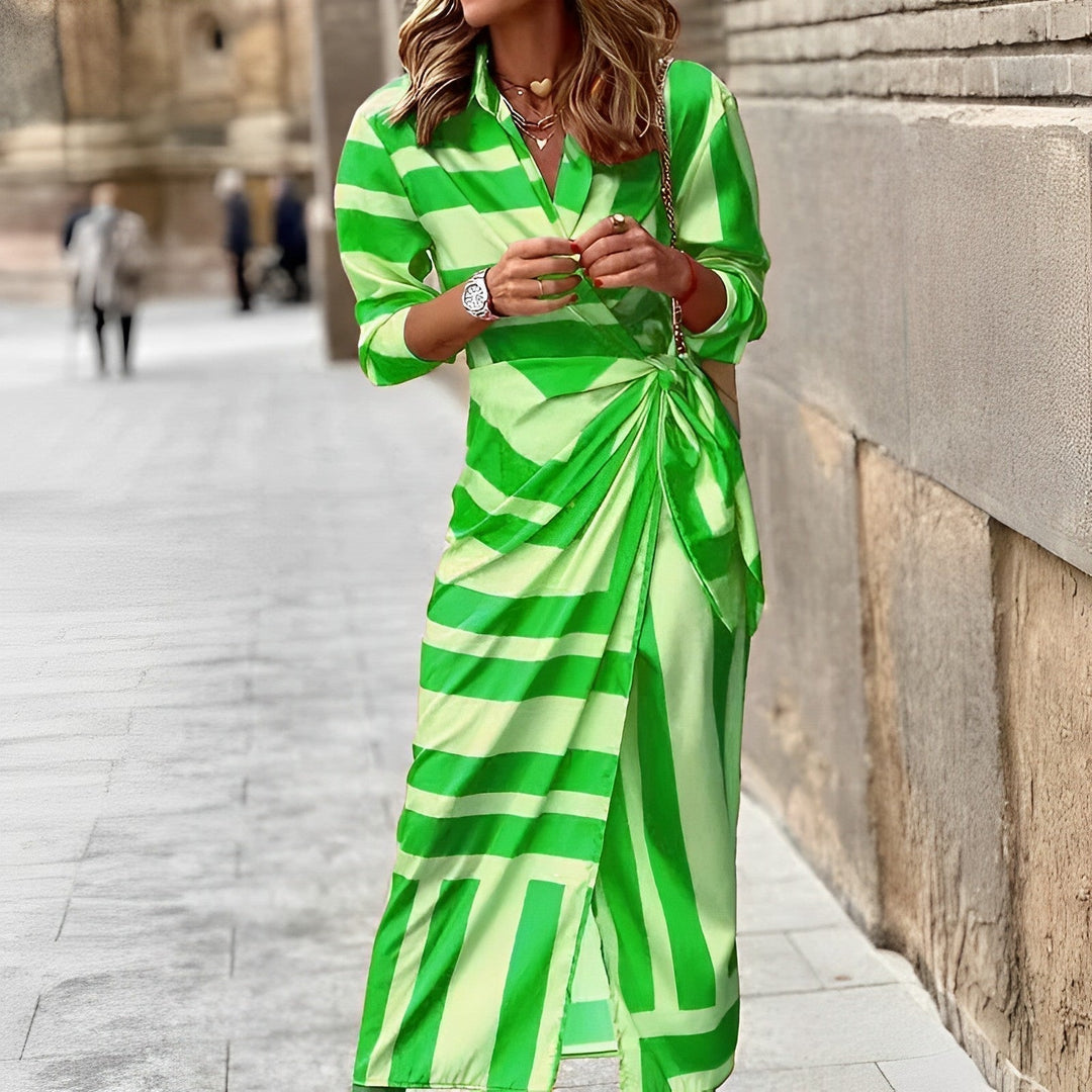 Stylowa wielokolorowa sukienka maxi - Fiona-Zielony-S-Trend Polska