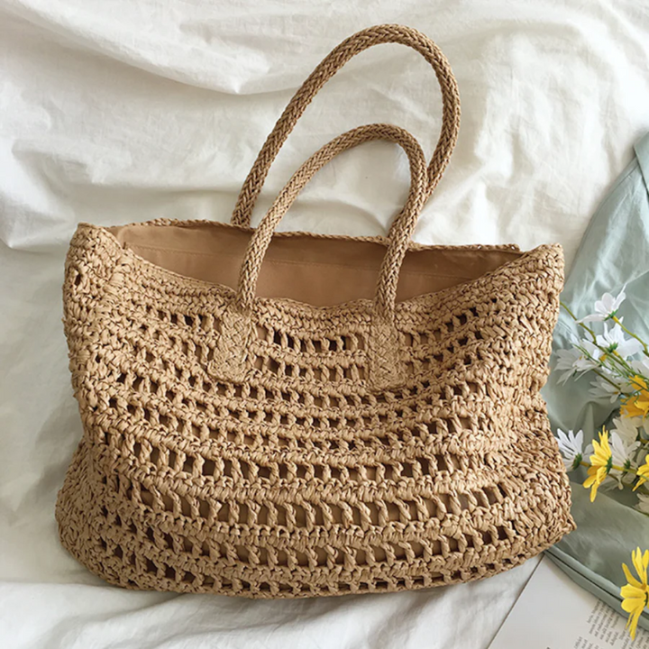 Stylowa Woven Torba Damska - BreezeTote-brązowy-Trend Polska