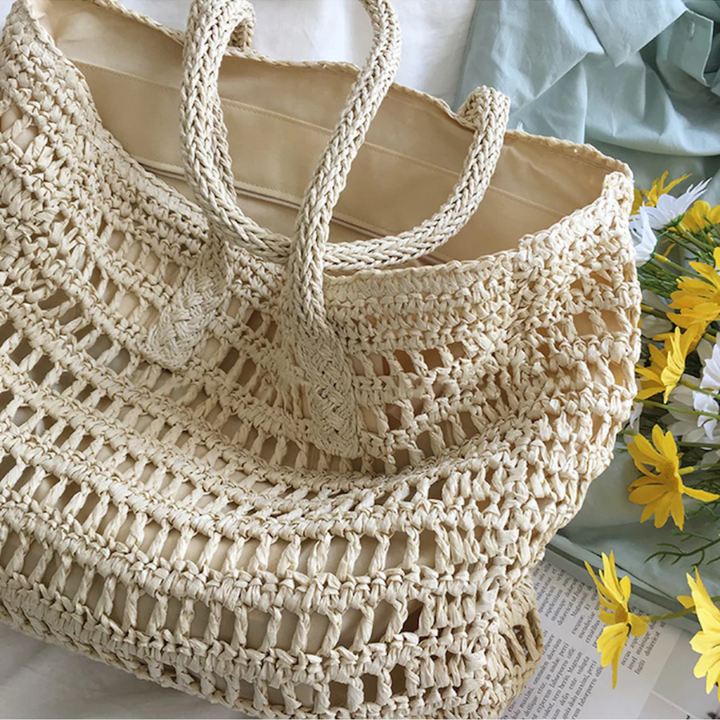 Stylowa Woven Torba Damska - BreezeTote-brązowy-Trend Polska