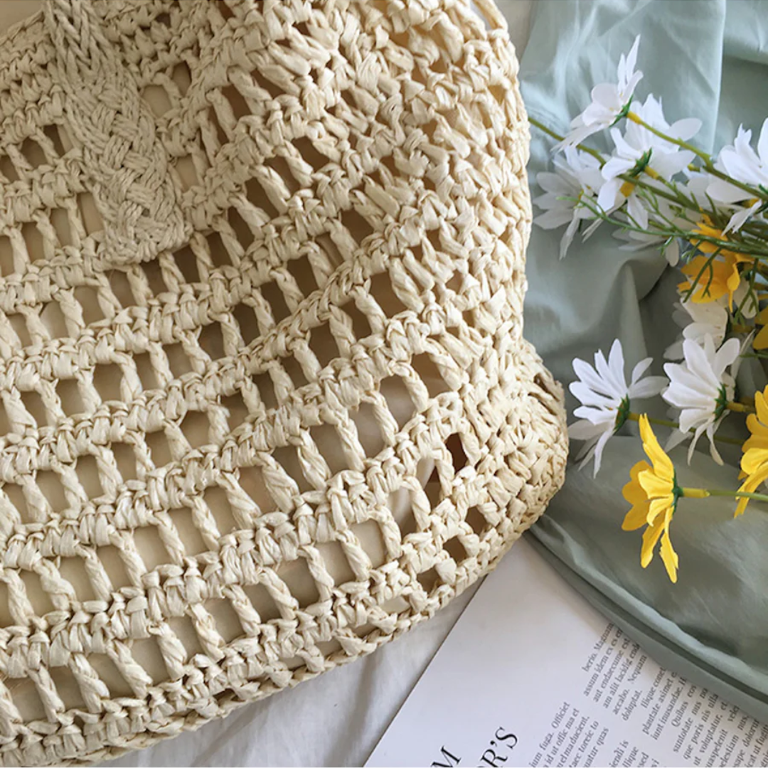 Stylowa Woven Torba Damska - BreezeTote-brązowy-Trend Polska