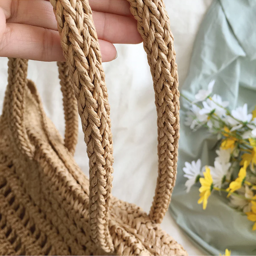 Stylowa Woven Torba Damska - BreezeTote-brązowy-Trend Polska