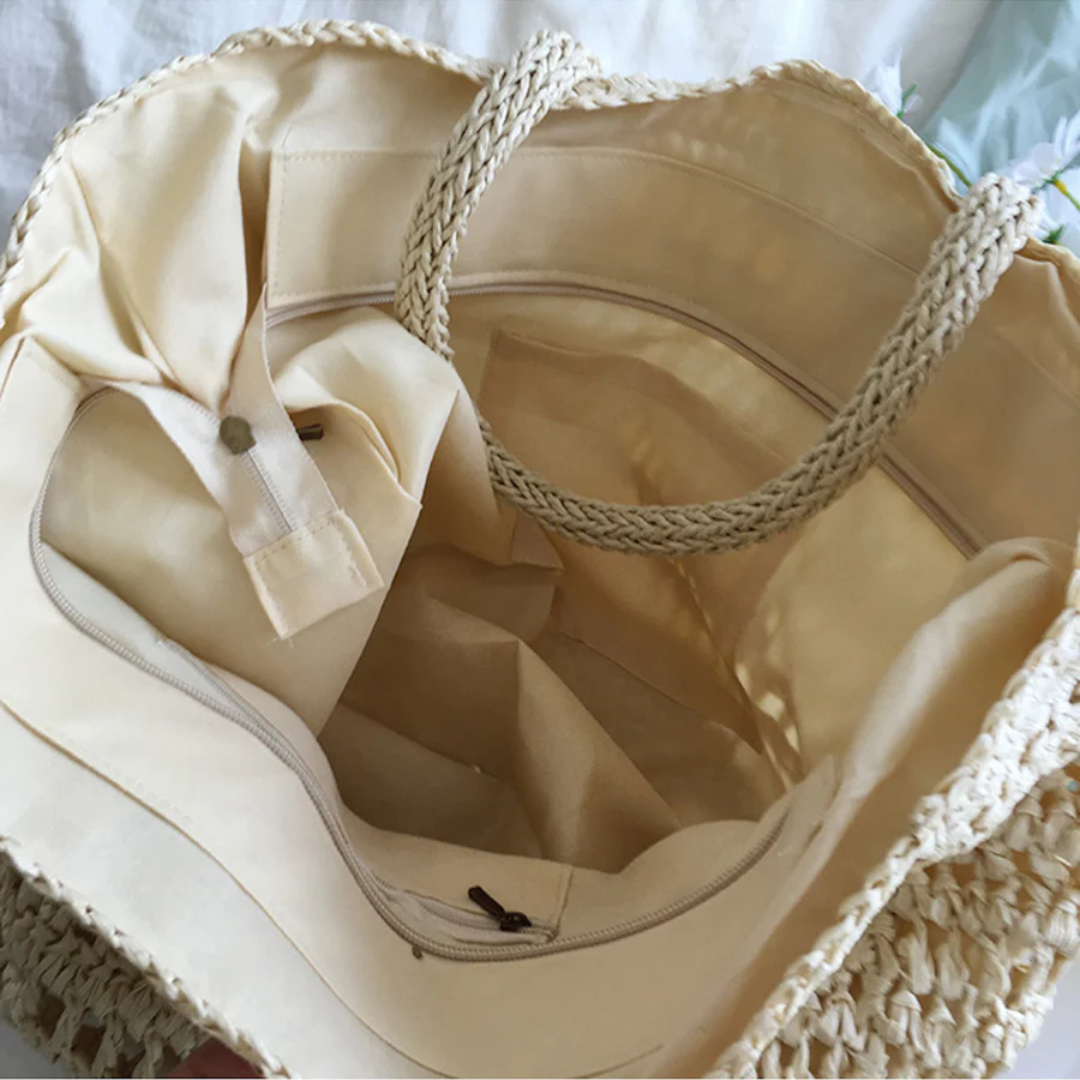 Stylowa Woven Torba Damska - BreezeTote-brązowy-Trend Polska