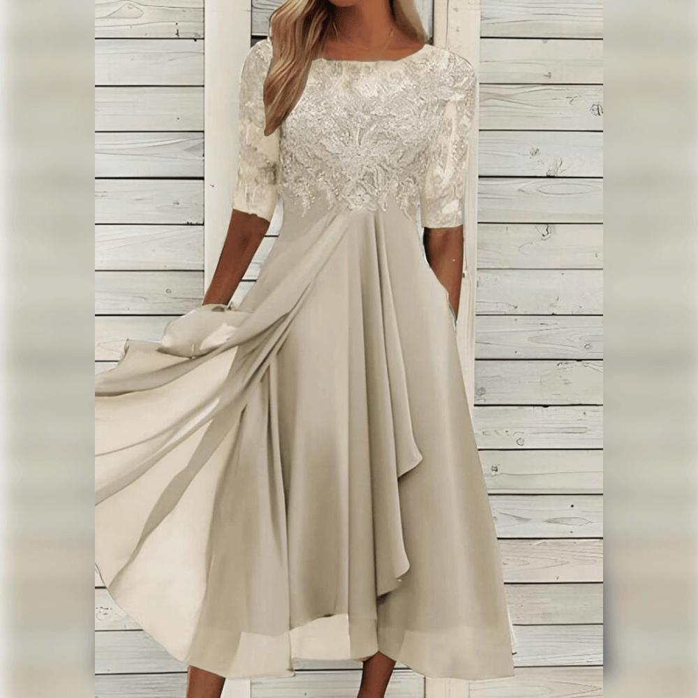 Stylowa Wygodna Sukienka - Olivia-Beżowy-S-Trend Polska