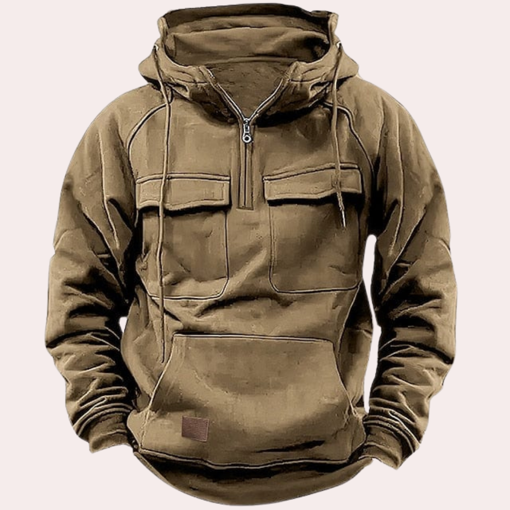 Stylowa zimowa bluza z kapturem dla mężczyzn - Finn-Khaki-S-Trend Polska