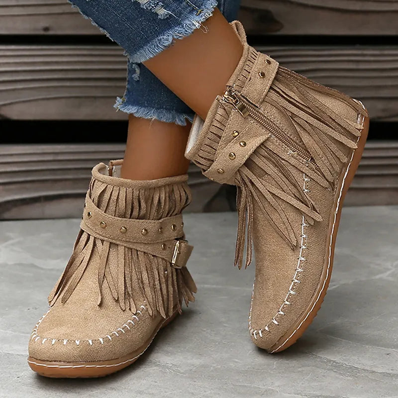 Stylowe damskie buty zimowe - Sienna-Beżowy-36-Trend Polska