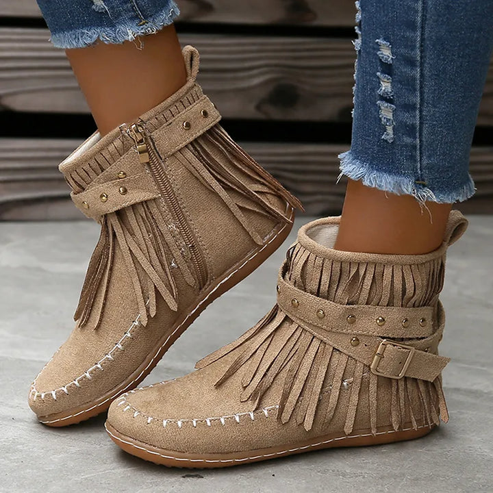 Stylowe damskie buty zimowe - Sienna-Beżowy-36-Trend Polska
