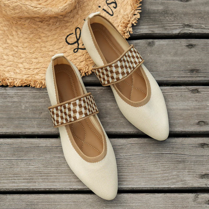 Stylowe damskie letnie buty z ostrym noskiem - Lina-36-Beżowy-Trend Polska