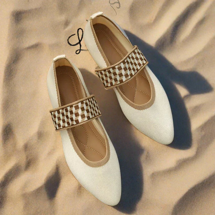 Stylowe damskie letnie buty z ostrym noskiem - Lina-36-Beżowy-Trend Polska