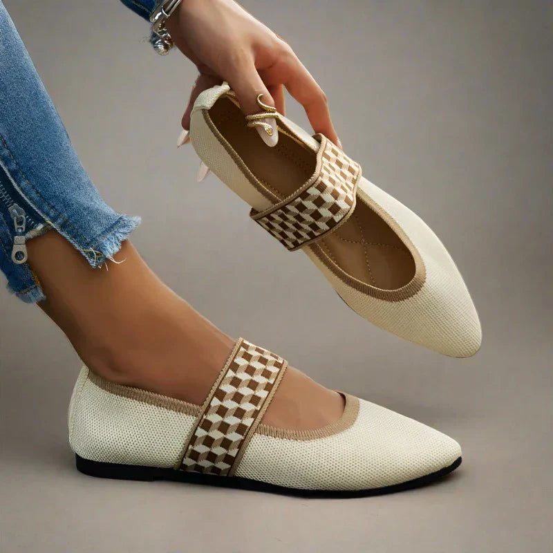 Stylowe damskie letnie buty z ostrym noskiem - Lina-36-Beżowy-Trend Polska