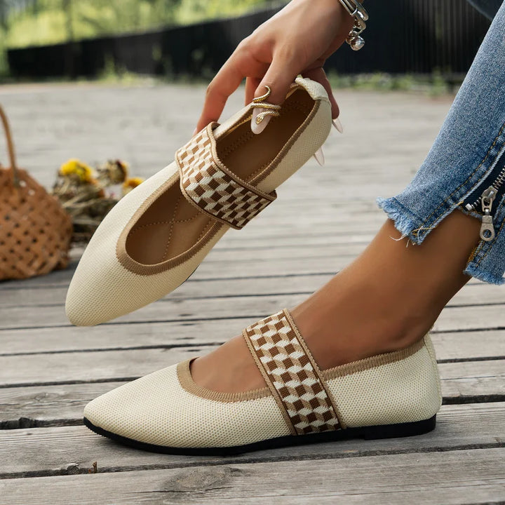 Stylowe damskie letnie buty z ostrym noskiem - Lina-36-Beżowy-Trend Polska