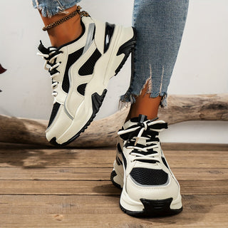 Stylowe Damskie Sneakersy na Wysokiej Podeszwie – Romi-Beżowy-35-Trend Polska