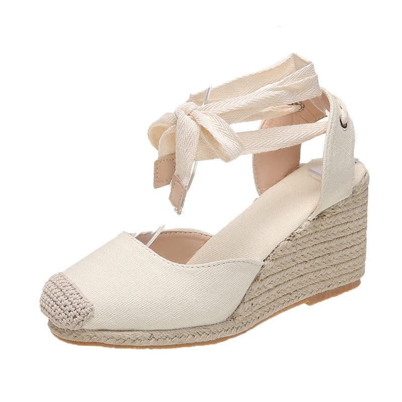 Stylowe espadryle sandały dla kobiet – Maribel-Biały-35-Trend Polska