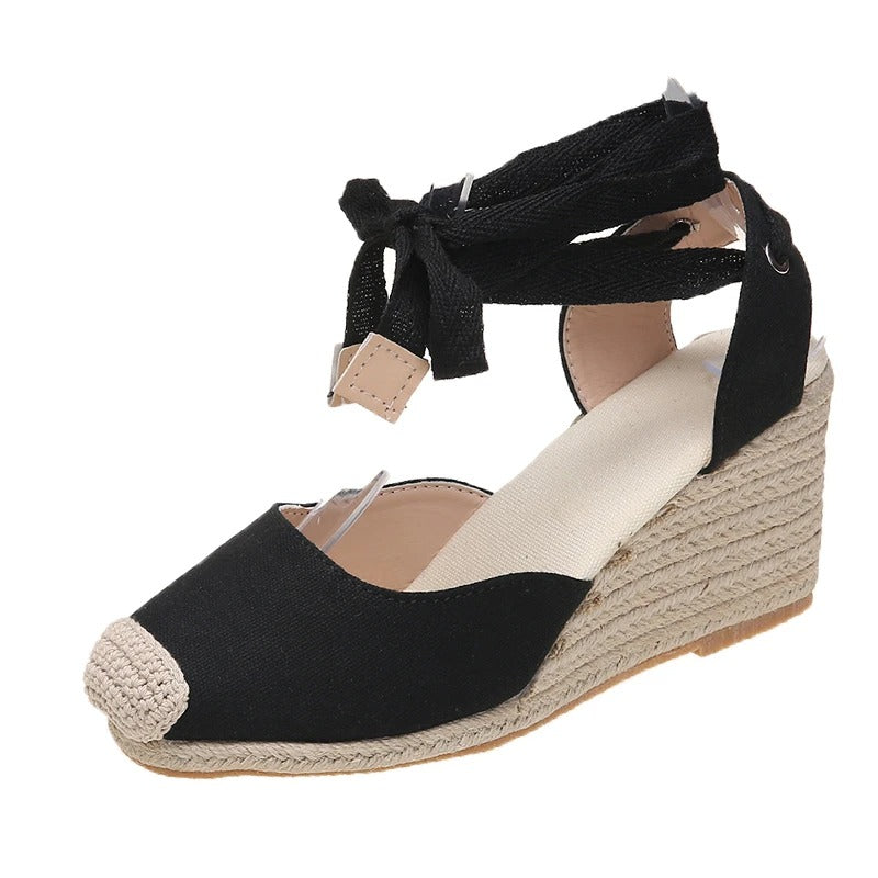 Stylowe espadryle sandały dla kobiet – Maribel-Czarny-35-Trend Polska