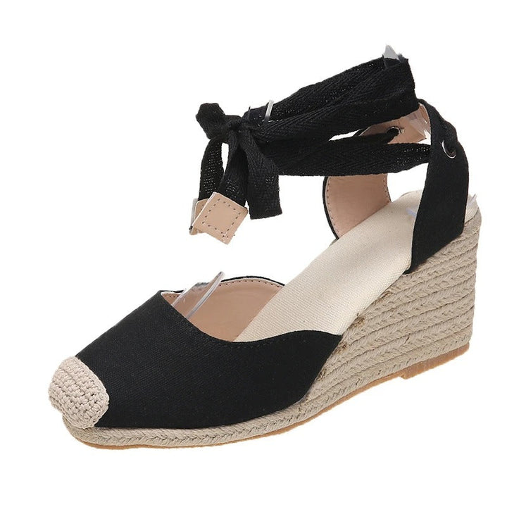 Stylowe espadryle sandały dla kobiet – Maribel-Czarny-35-Trend Polska