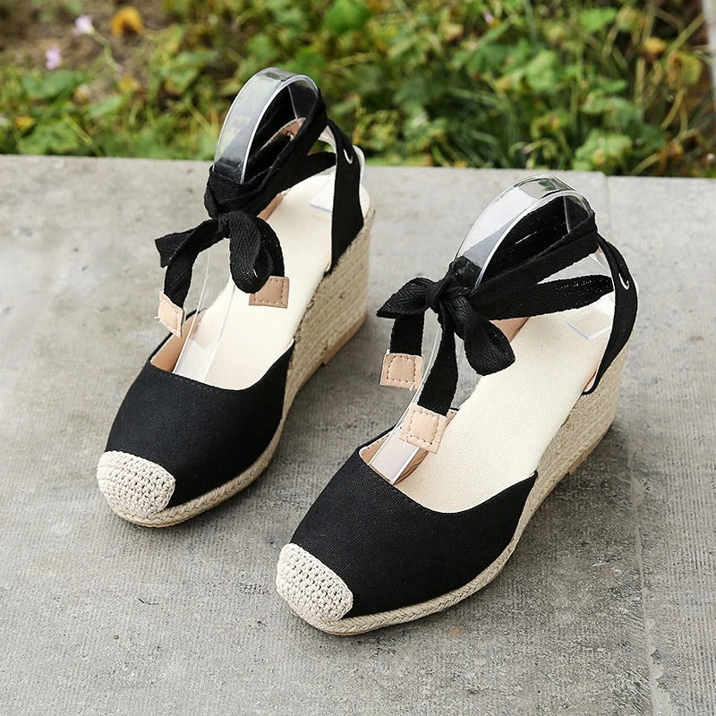 Stylowe espadryle sandały dla kobiet – Maribel-Biały-35-Trend Polska