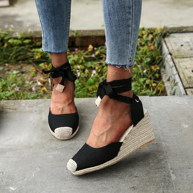 Stylowe espadryle sandały dla kobiet – Maribel-Biały-35-Trend Polska