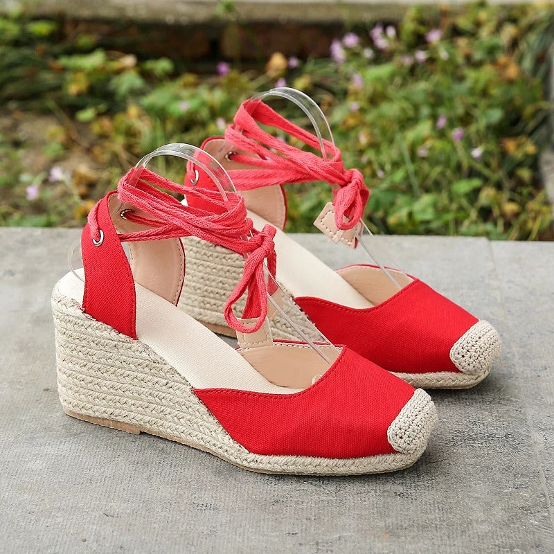 Stylowe espadryle sandały dla kobiet – Maribel-Biały-35-Trend Polska