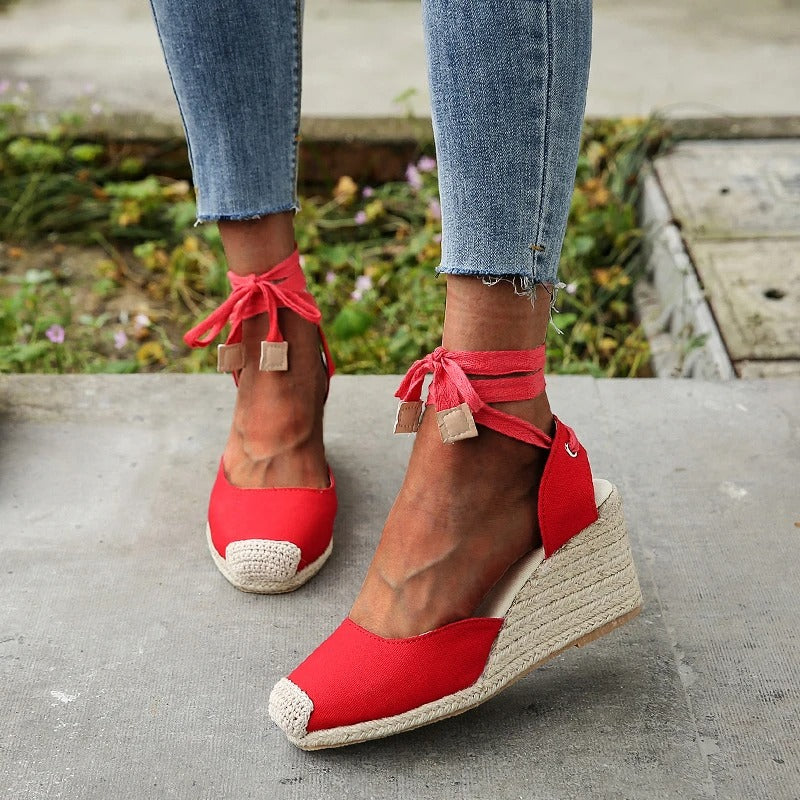 Stylowe espadryle sandały dla kobiet – Maribel-Biały-35-Trend Polska
