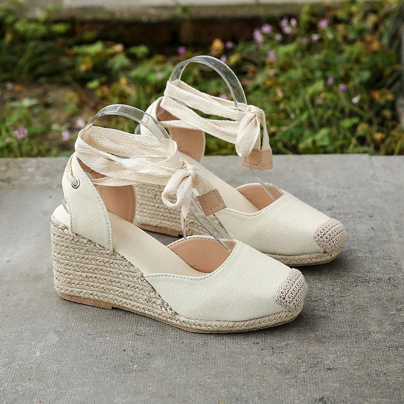 Stylowe espadryle sandały dla kobiet – Maribel-Biały-35-Trend Polska