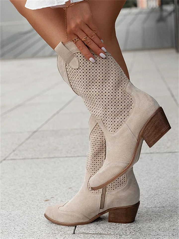 Stylowe i Oddychające Cowboyskie Botki - Savannah-Khaki-35-Trend Polska