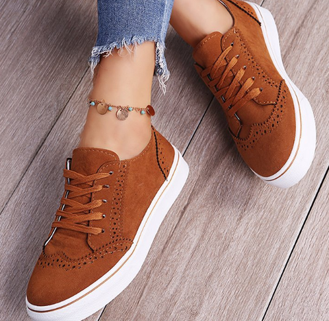 Stylowe i Wygodne Sneakersy Damskie - LunaWalk-Brązowy-36-Trend Polska