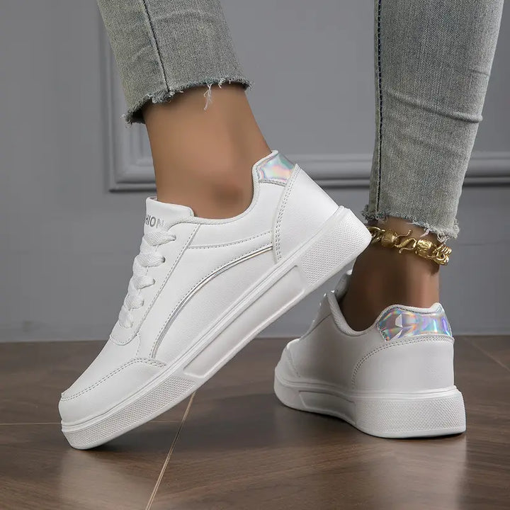 Stylowe lekkie sneakersy damskie - Elena-Srebrny-36-Trend Polska