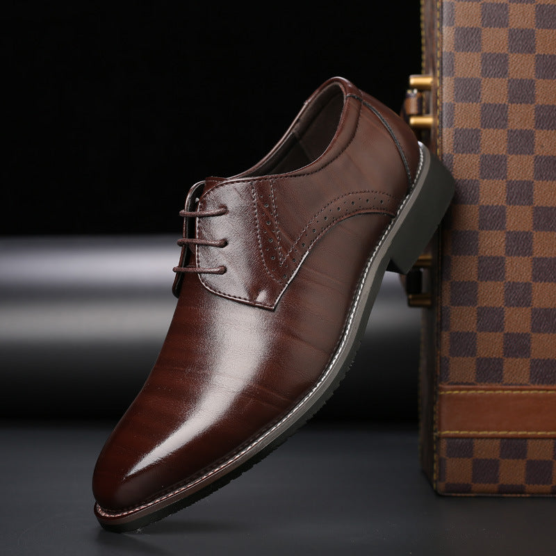 Stylowe męskie buty sznurowane z detalami brogue - Lennard-Brązowy-39-Trend Polska