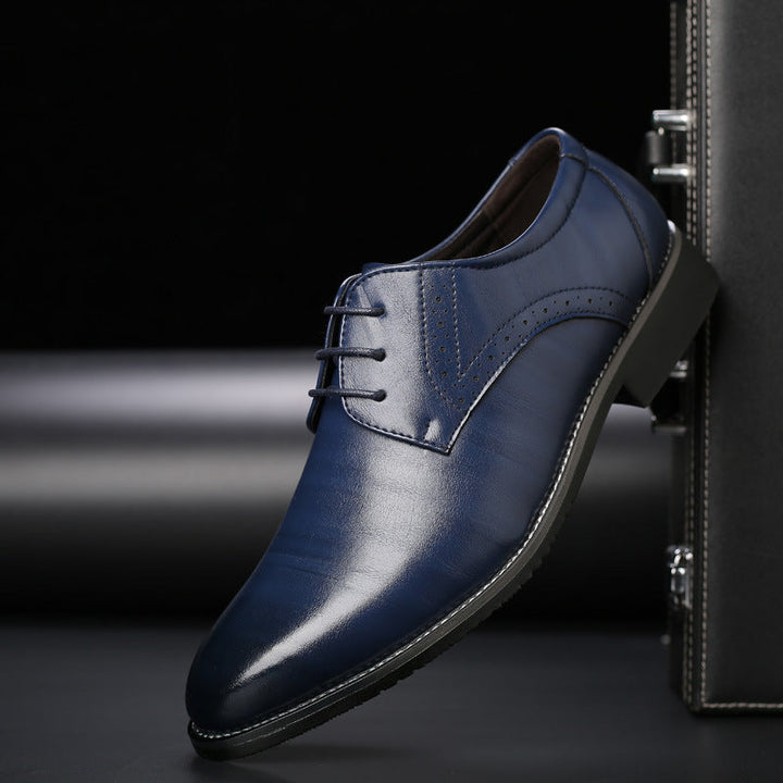 Stylowe męskie buty sznurowane z detalami brogue - Lennard-Niebieski-39-Trend Polska